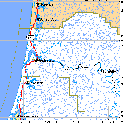 Zip code 97467 close-up map