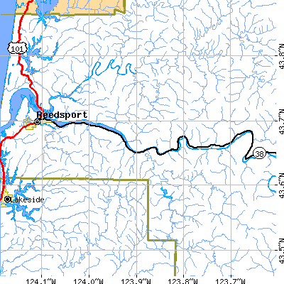 Zip code 97473 close-up map