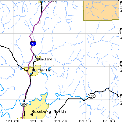 Zip code 97479 close-up map