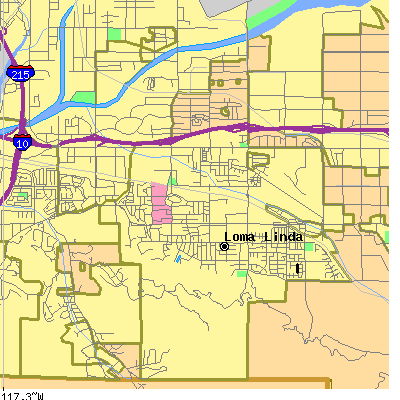 Zip code 92354 close-up map