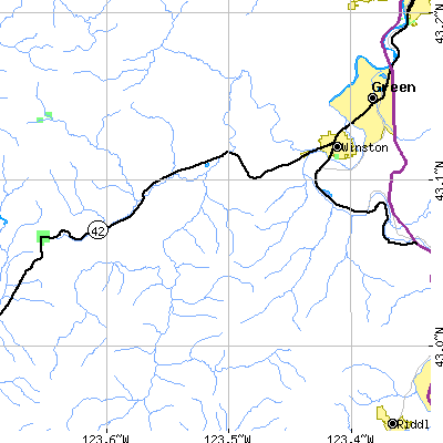 Zip code 97496 close-up map
