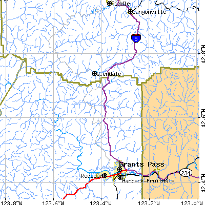 Zip code 97497 close-up map