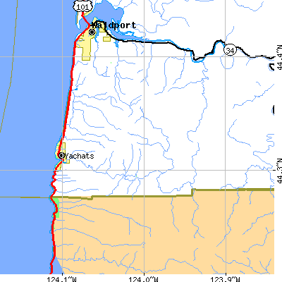 Zip code 97498 close-up map