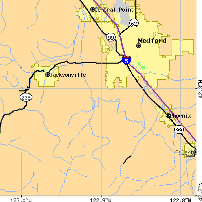 Zip code 97501 close-up map