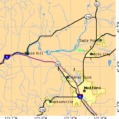 Zip code 97502 close-up map