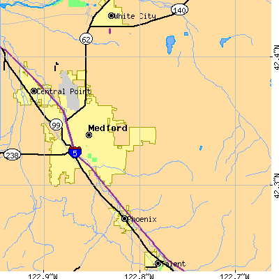 Zip code 97504 close-up map