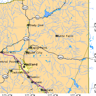 Zip code 97524 close-up map