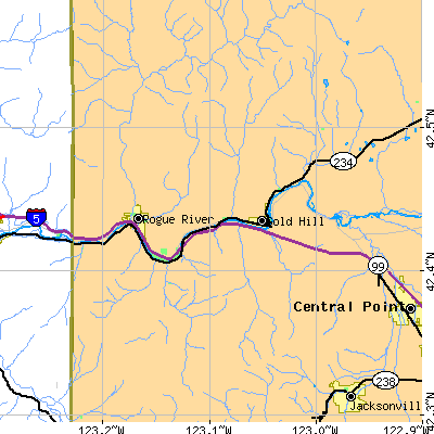 Zip code 97525 close-up map
