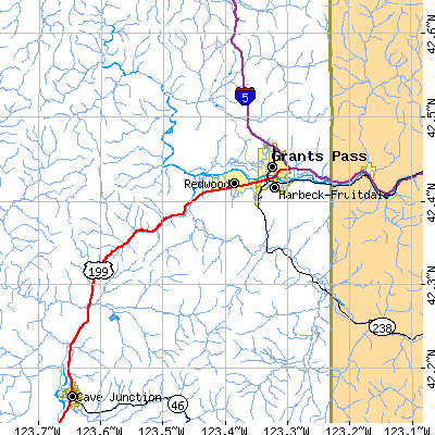 Zip code 97527 close-up map