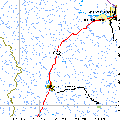 Zip code 97538 close-up map