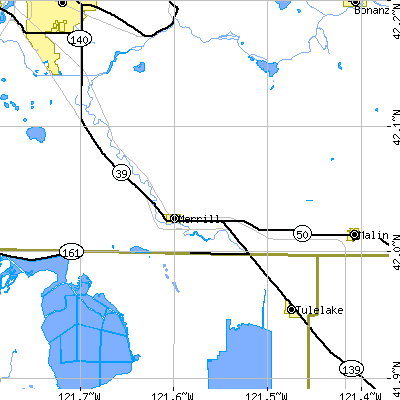 Zip code 97633 close-up map
