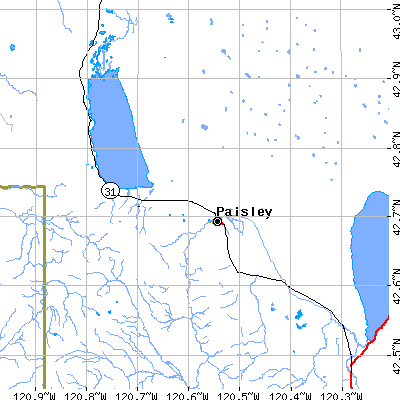 Zip code 97636 close-up map