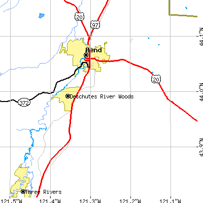 Zip code 97702 close-up map