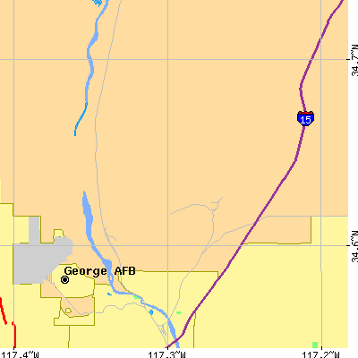 Zip code 92368 close-up map