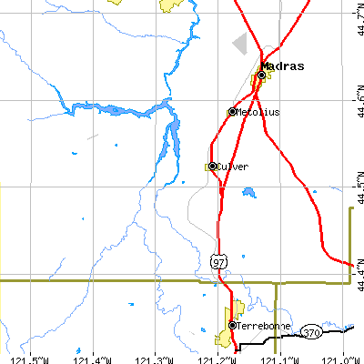 Zip code 97734 close-up map
