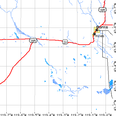 Zip code 97738 close-up map