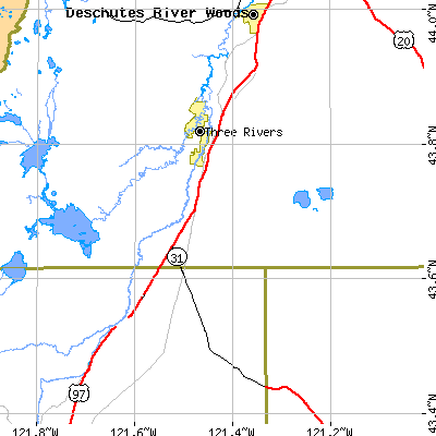 Zip code 97739 close-up map