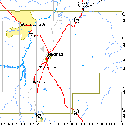 Zip code 97741 close-up map