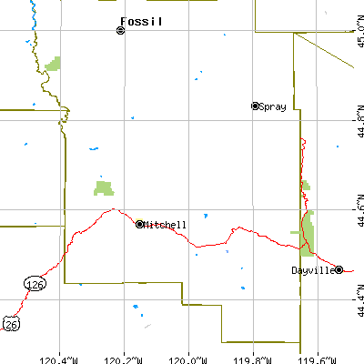 Zip code 97750 close-up map