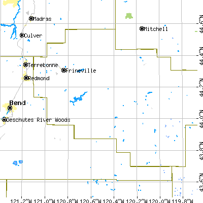 Zip code 97754 close-up map