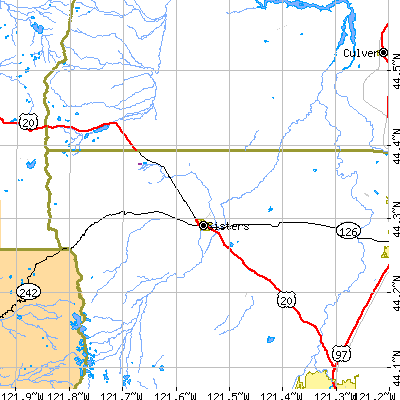 Zip code 97759 close-up map