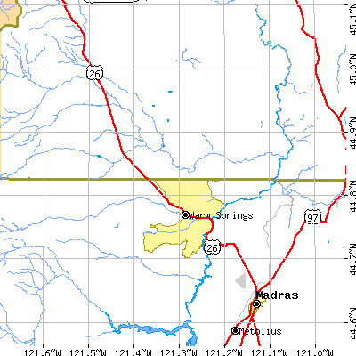 Zip code 97761 close-up map