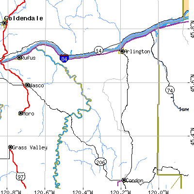 Zip code 97812 close-up map