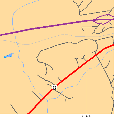 Zip code 35052 close-up map