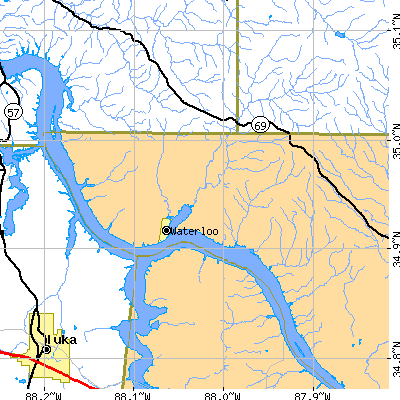 Zip code 35677 close-up map
