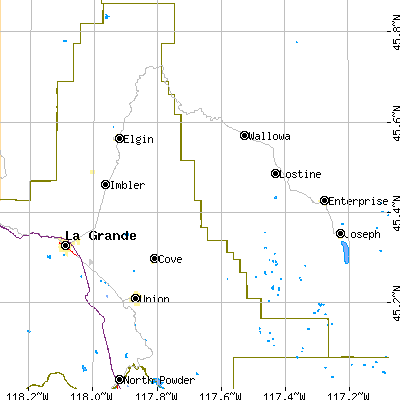 Zip code 97827 close-up map