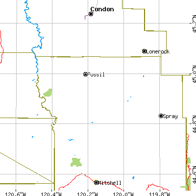 Zip code 97830 close-up map