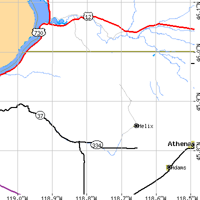 Zip code 97835 close-up map