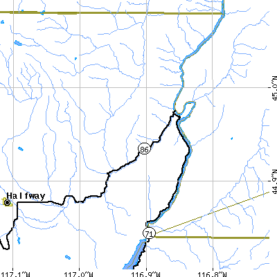 Zip code 97840 close-up map