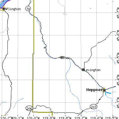 Zip code 97843 close-up map