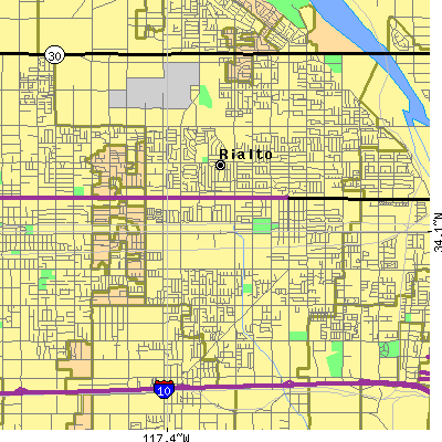Zip code 92376 close-up map