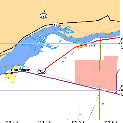 Zip code 97844 close-up map