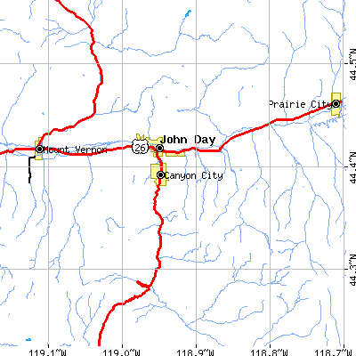 Zip code 97845 close-up map