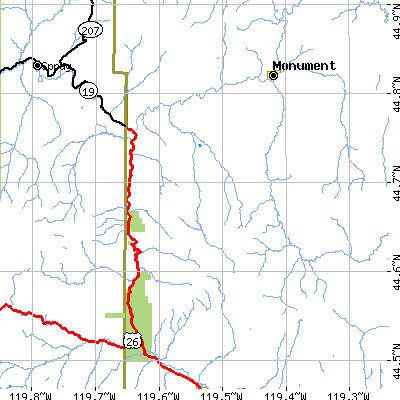 Zip code 97848 close-up map