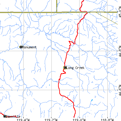 Zip code 97856 close-up map