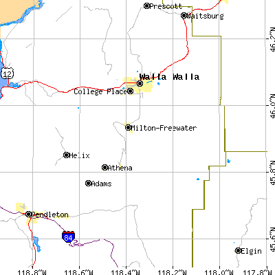 Zip code 97862 close-up map