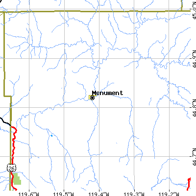 Zip code 97864 close-up map