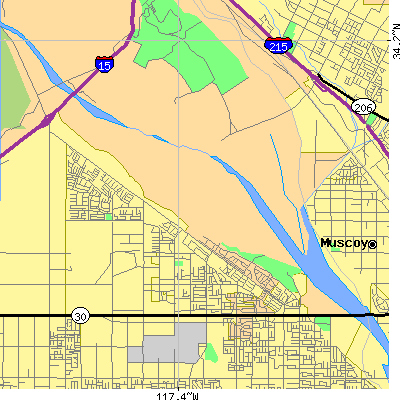 Zip code 92377 close-up map
