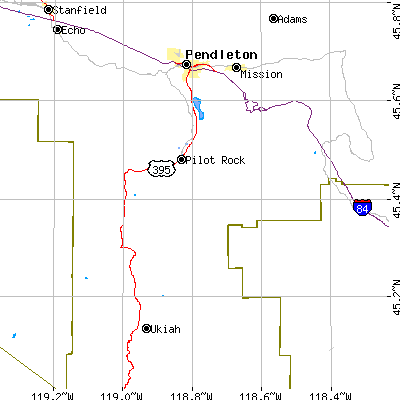 Zip code 97868 close-up map
