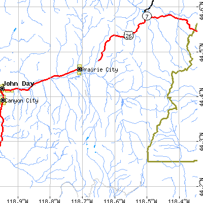 Zip code 97869 close-up map