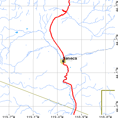 Zip code 97873 close-up map
