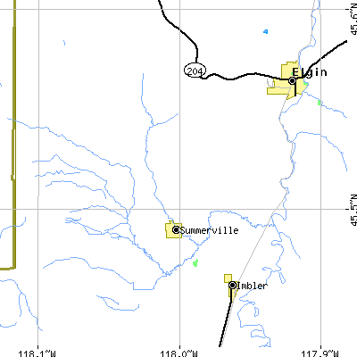 Zip code 97876 close-up map