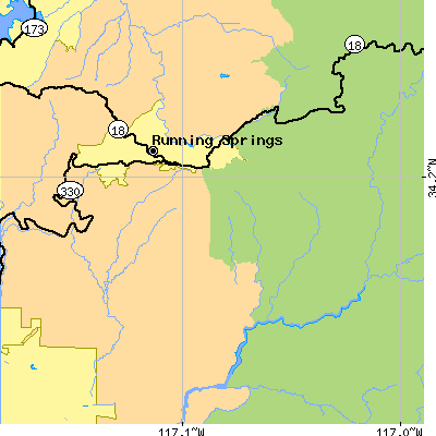 Zip code 92382 close-up map