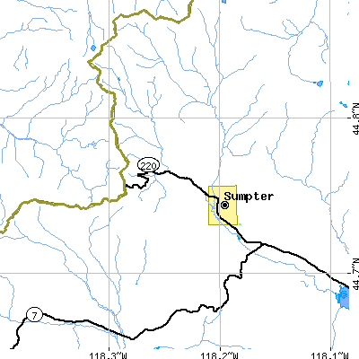 Zip code 97877 close-up map