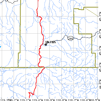 Zip code 97880 close-up map