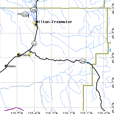 Zip code 97886 close-up map